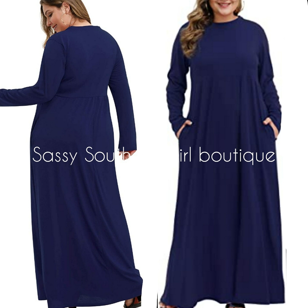 🆕⭐Plus size Navy blue jersey maxi dress